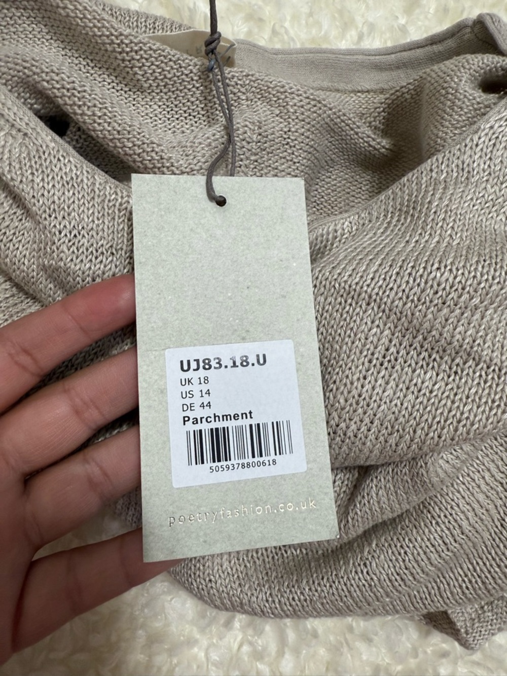 Poetry Women’s SIZE 14 Délavé Linen Knitted Top in Parchment - Picture 4 of 7